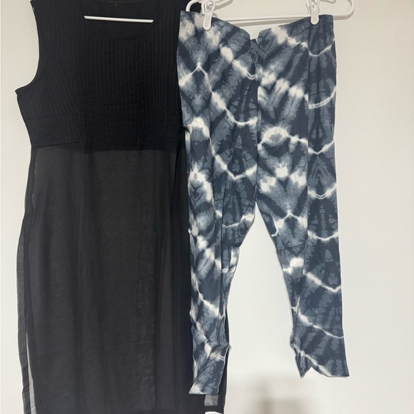 Black Sheer Dress and Tie-Dye Pants Set - Picture 2 of 7
